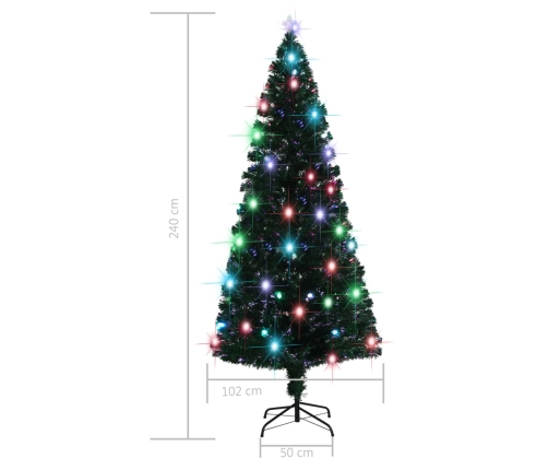 Árbol de Navidad con luces y soporte fibra óptica 210 cm