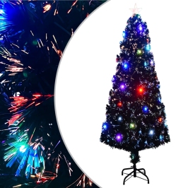 Árbol de Navidad con luces y soporte fibra óptica 240 cm