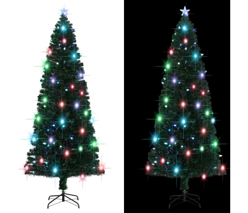 Árbol de Navidad con luces y soporte fibra óptica 240 cm