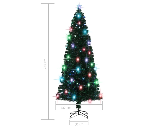 Árbol de Navidad con luces y soporte fibra óptica 240 cm