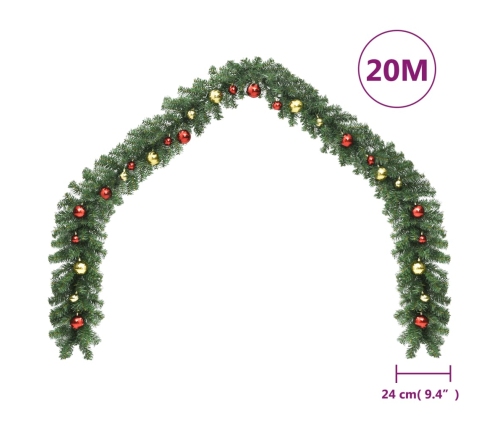 Guirnalda de Navidad decorada con bolas 20 m