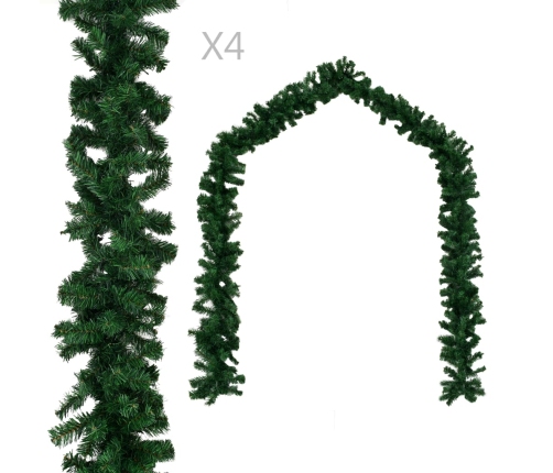 Guirnaldas de Navidad 4 unidades PVC verde 270 cm