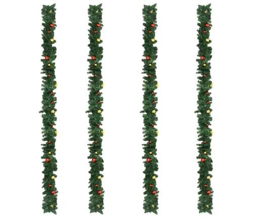 Guirnaldas de Navidad con bolas 4 unidades PVC verde 270 cm