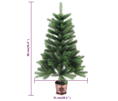 Árbol de Navidad artificial hojas realistas verde 90 cm