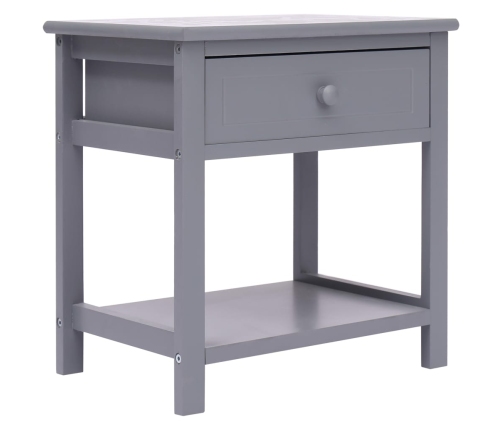 vidaXL Mesita de noche madera de Paulownia gris 40x29x42 cm