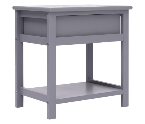 vidaXL Mesita de noche madera de Paulownia gris 40x29x42 cm