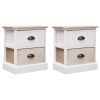 Mesitas noche 2 uds madera Paulownia blanco natural 38x28x45cm