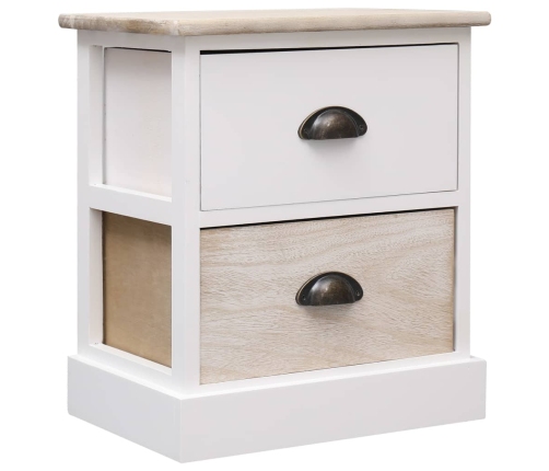 Mesitas noche 2 uds madera Paulownia blanco natural 38x28x45cm