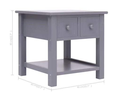 Mesa auxiliar madera de Paulownia gris 40x40x40 cm