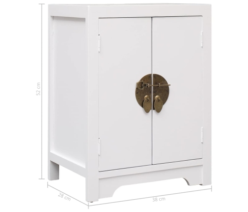 vidaXL Mesita de noche madera de Paulownia blanco 38x28x52 cm