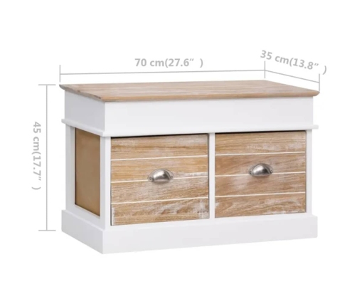 Banco de recibidor de madera de Paulownia 70x35x45 cm