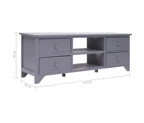 vidaXL Mueble para TV madera de paulownia gris 115x30x40 cm