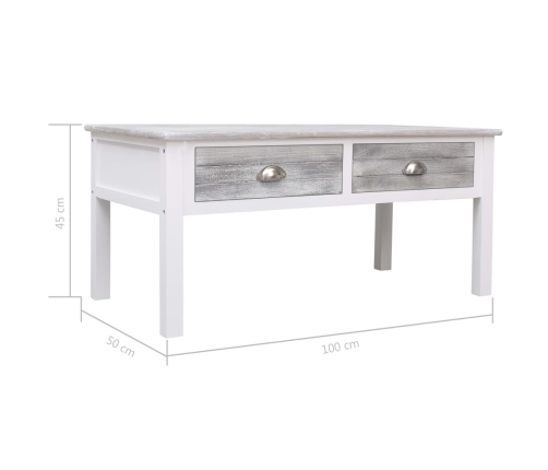 Mesa de centro de madera gris 100x50x45 cm