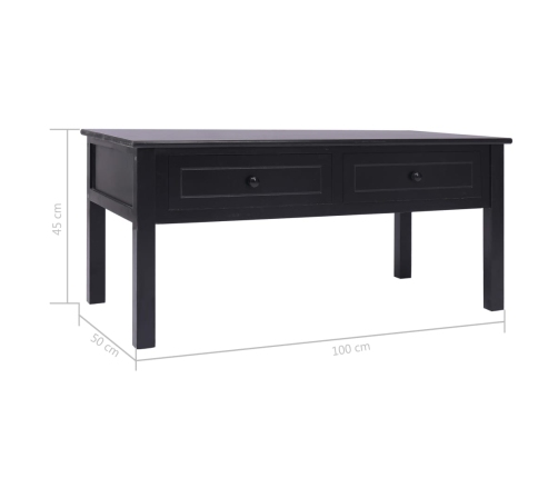 Mesa de centro de madera negro 100x50x45 cm