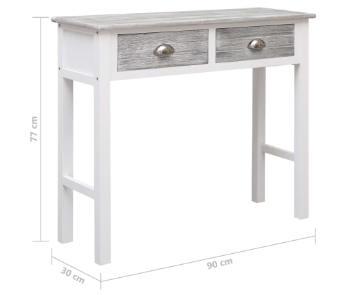 Mesa consola de madera gris 90x30x77 cm