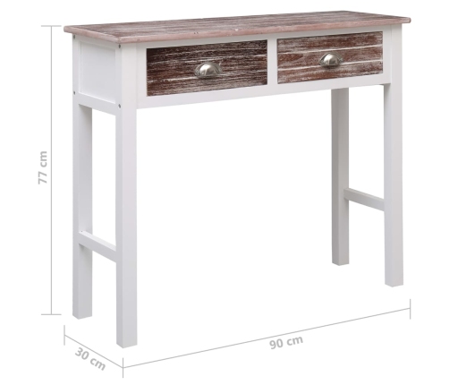 Mesa consola de madera marrón 90x30x77 cm