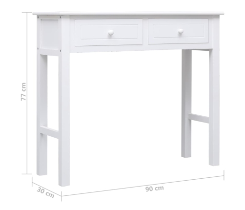 Mesa consola de madera blanco 90x30x77 cm