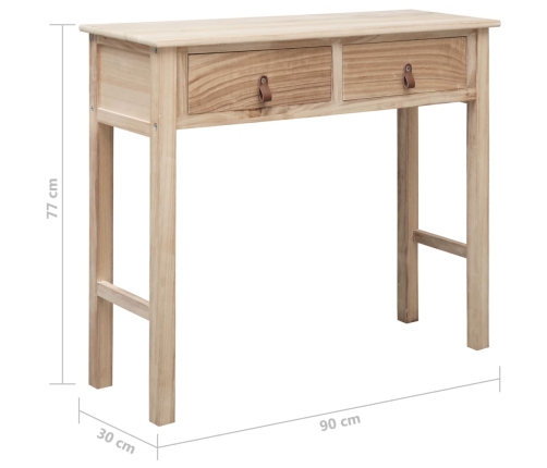 Mesa consola de madera color natural 90x30x77 cm