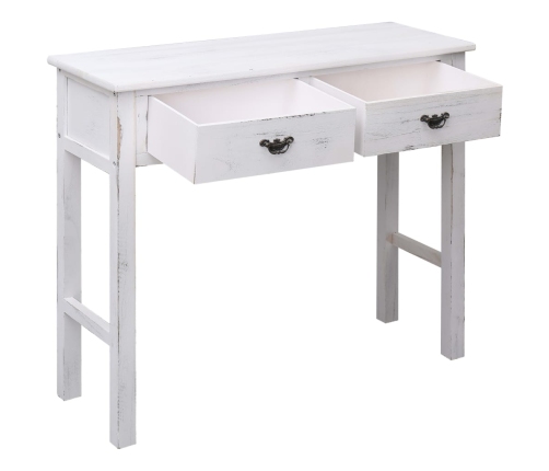 Mesa consola de madera blanco antiguo 90x30x77 cm