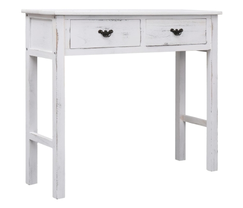 Mesa consola de madera blanco antiguo 90x30x77 cm