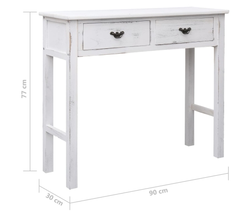 Mesa consola de madera blanco antiguo 90x30x77 cm