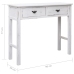 Mesa consola de madera blanco antiguo 90x30x77 cm