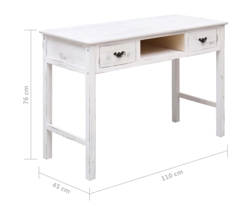 vidaXL Mesa consola de madera blanco antiguo 110x45x76 cm