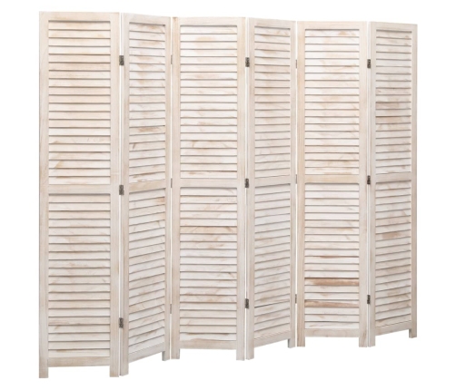 Biombo divisor de 6 paneles madera blanco 210x165 cm