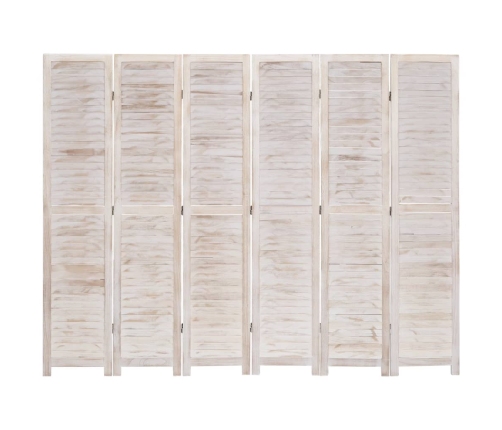 Biombo divisor de 6 paneles madera blanco 210x165 cm