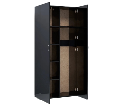 Armario de almacenaje madera contrachapada negro 80x35,5x180 cm