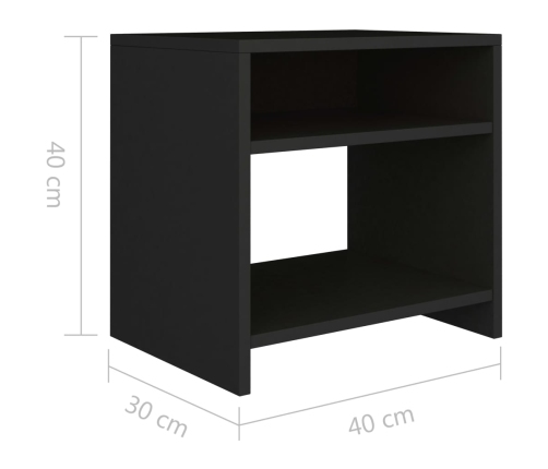 vidaXL Mesita de noche madera contrachapada negro 40x30x40 cm