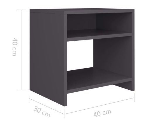 Mesita de noche madera contrachapada gris 40x30x40 cm