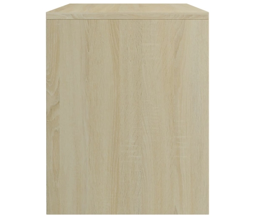 Mesita de noche madera contrachapada blanco roble 40x30x40 cm