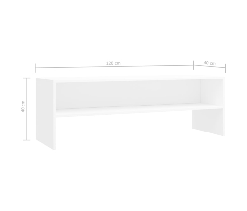 Mueble para TV madera contrachapada blanco 120x40x40 cm