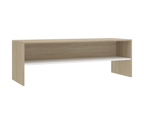 Mueble de TV madera contrachapada blanco y roble 120x40x40cm