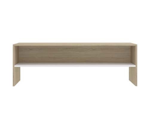 Mueble de TV madera contrachapada blanco y roble 120x40x40cm