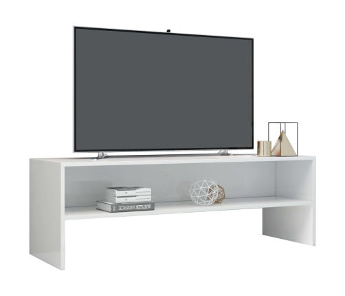 Mueble de TV madera contrachapada blanco brillante 120x40x40 cm