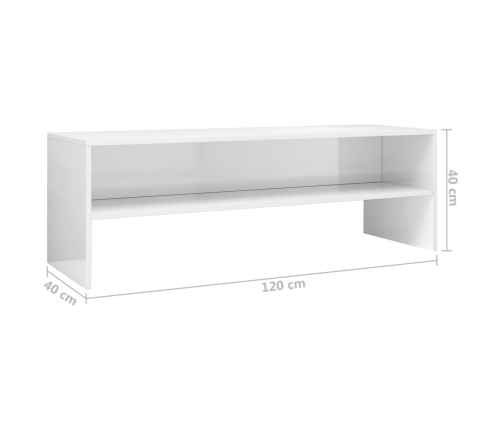 Mueble de TV madera contrachapada blanco brillante 120x40x40 cm