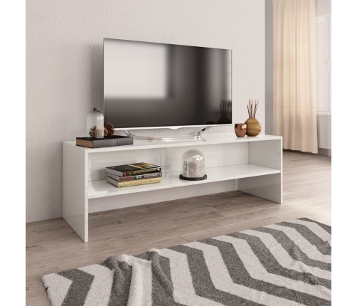 Mueble de TV madera contrachapada blanco brillante 120x40x40 cm