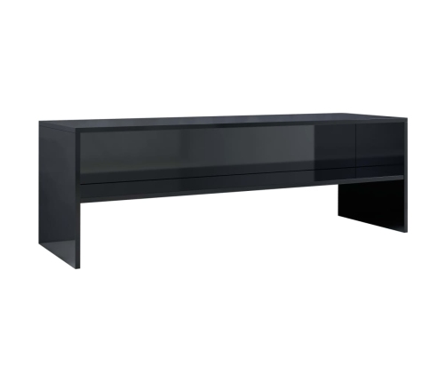 Mueble de TV madera contrachapada negro brillante 120x40x40 cm