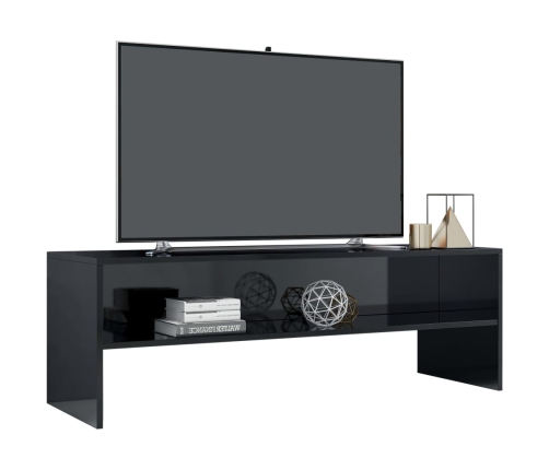 Mueble de TV madera contrachapada negro brillante 120x40x40 cm