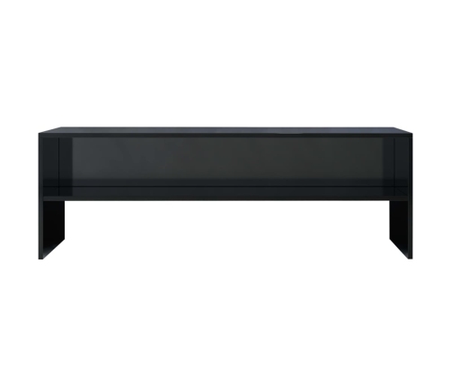 Mueble de TV madera contrachapada negro brillante 120x40x40 cm