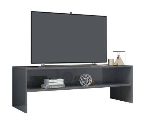 vidaXL Mueble de TV madera contrachapada gris brillante 120x40x40 cm