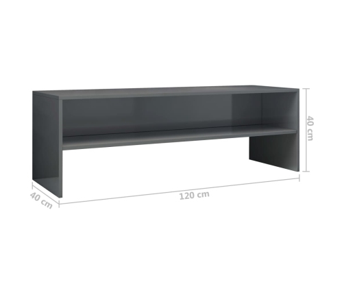 vidaXL Mueble de TV madera contrachapada gris brillante 120x40x40 cm