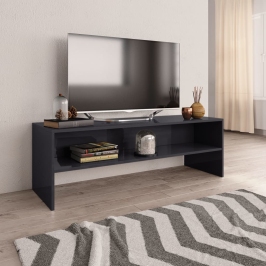 Mueble de TV madera contrachapada gris brillante 120x40x40 cm