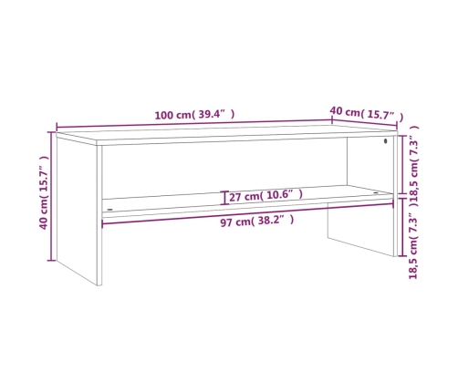 Mueble para TV madera contrachapada negro100x40x40 cm