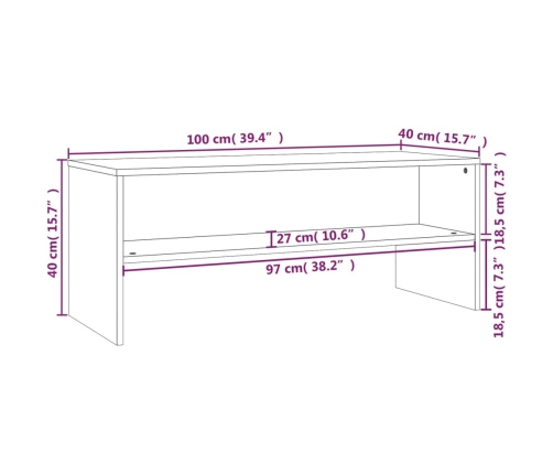 Mueble para TV madera contrachapada gris 100x40x40 cm