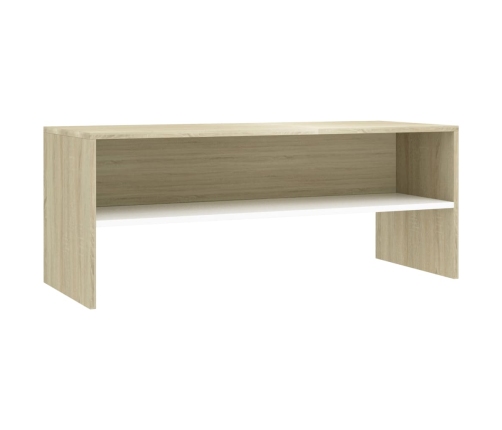 Mueble de TV madera contrachapada blanco y roble 100x40x40 cm