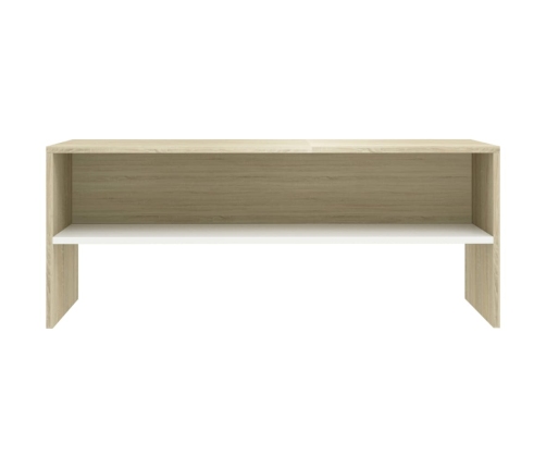 Mueble de TV madera contrachapada blanco y roble 100x40x40 cm