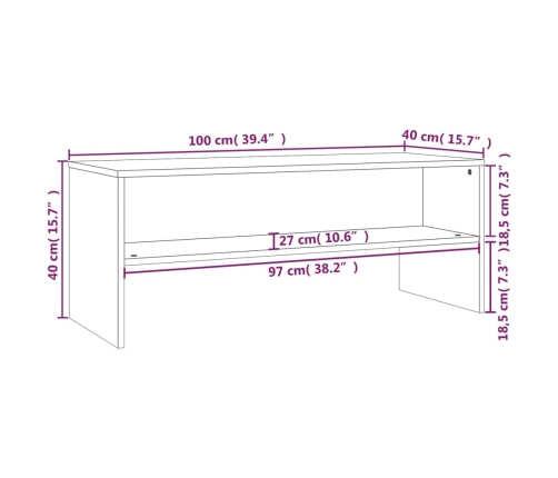 Mueble de TV madera contrachapada blanco y roble 100x40x40 cm